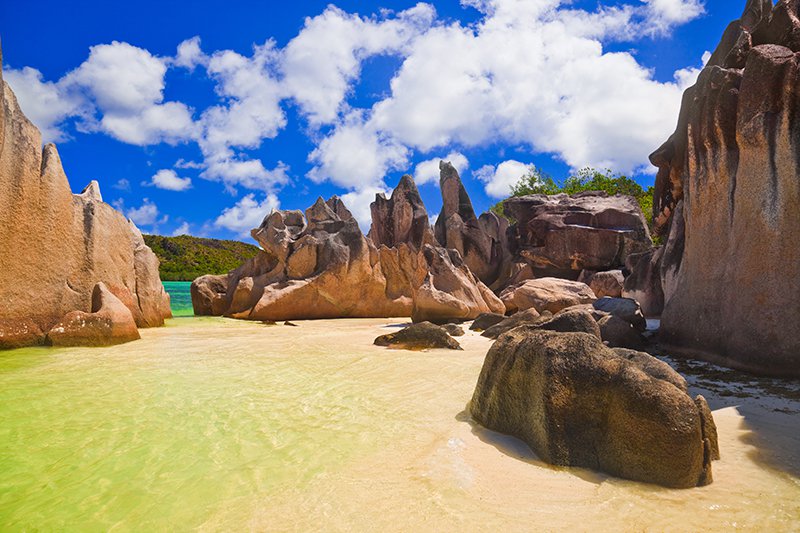 Seychelles sand and rocks