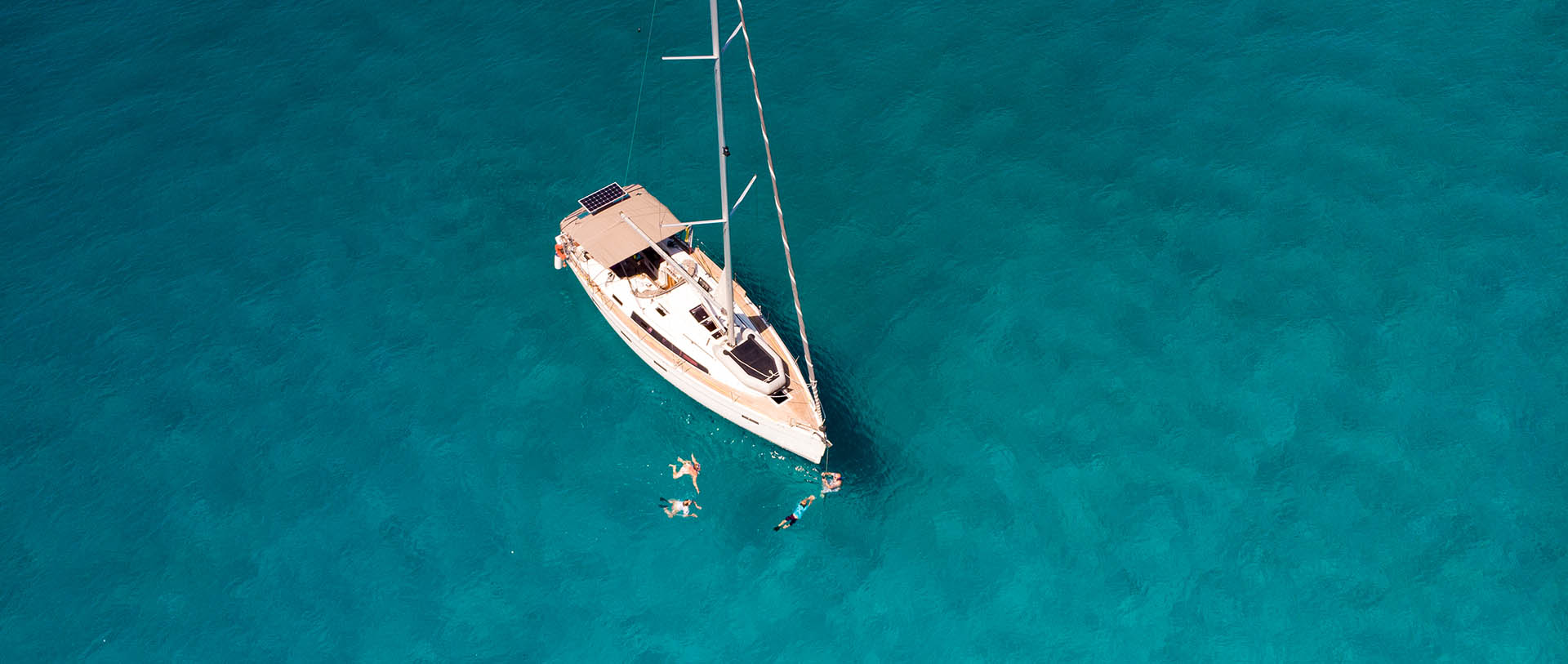 A yacht seen from above