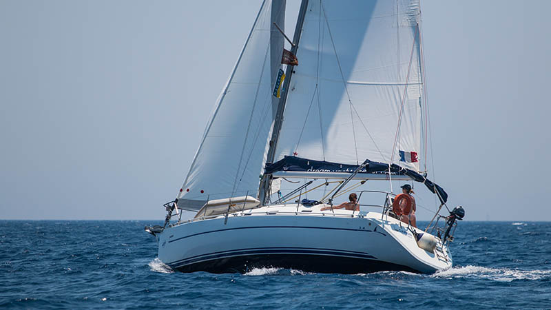 Yacht sailing on a harmony 34 in the Greek Islands