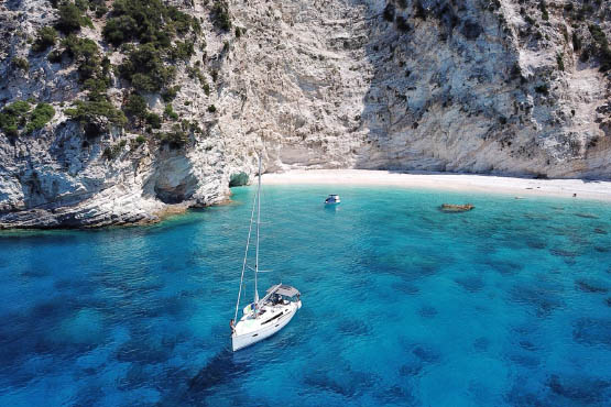 Charter yacht in a stunning bay on Ithaka