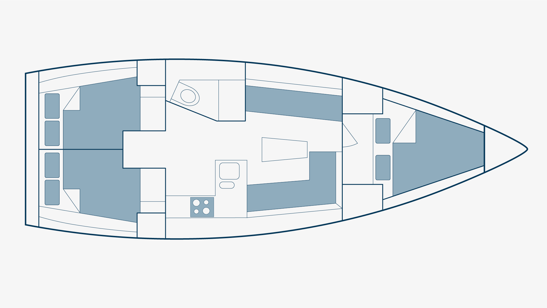 Floorplan of a flotilla charter yacht
