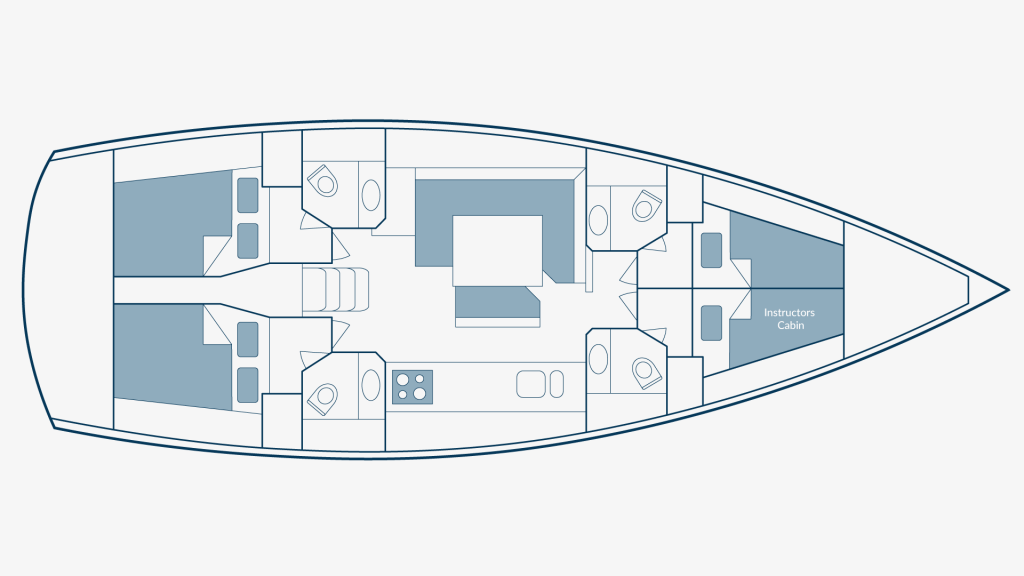 Layout plan of the Sun Odyssey 469 milebuilder yacht