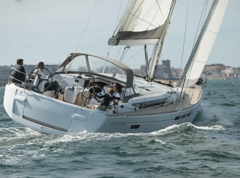 Sun Odyssey 509 Amfitriti under sail in the Sporades
