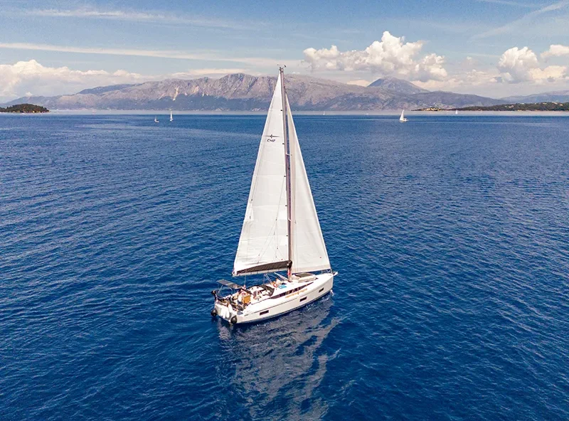 Bavaria C42 Jenny K under sail in the Ionian