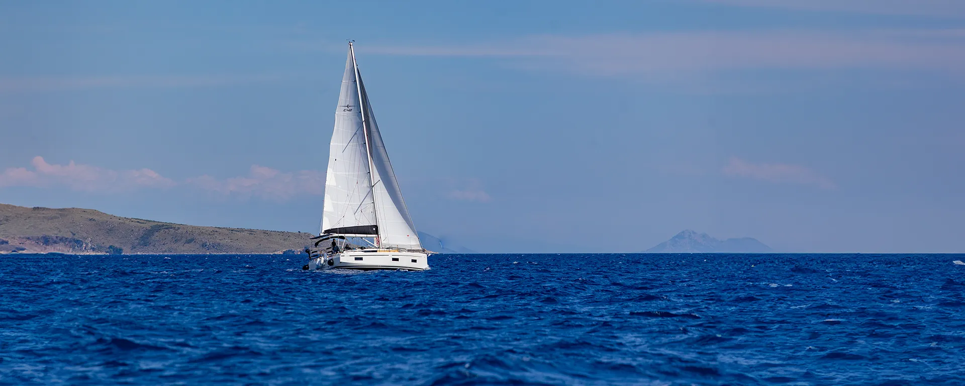 Bavaria C42 Jenny K under sail in the Ionian
