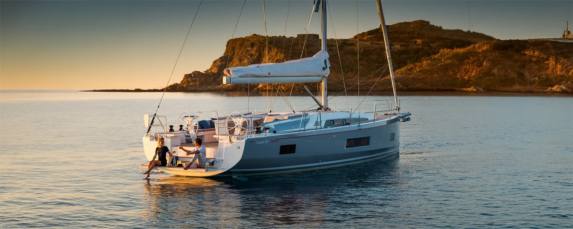 Oceanis 46.1 Nauti Boy at anchor in Dalmatia