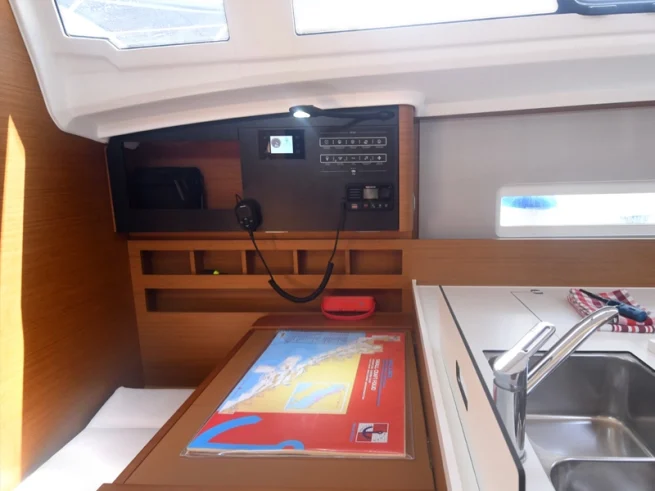 The chart table on a Sun Odyssey 410