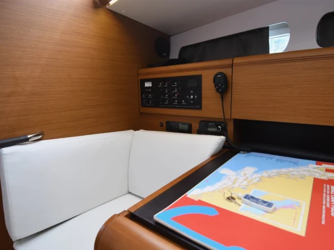 The chart table on a Sun Odyssey 419