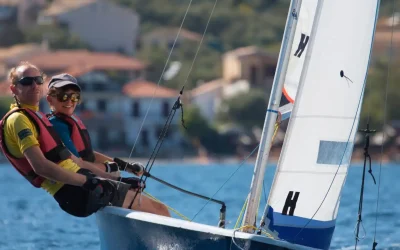 Instructor and student enjoying dinghy sailing sessions at Seafarer Academy in Greece