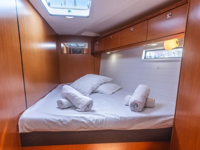 A double cabin on the Bavaria 51 cabin charter yacht