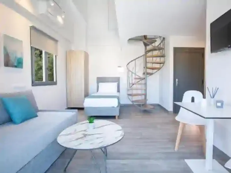 1 bed maisonette at KN Suites with its spiral staircase
