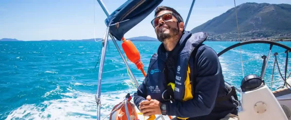A student enjoying an RYA course with Seafarer Training in the Ionian