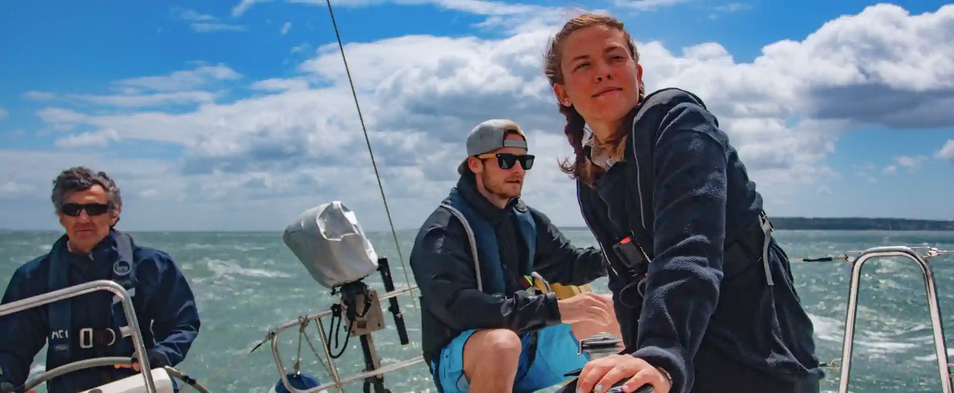 Students learning to sail with Seafarer on the Solent during a UK RYA course