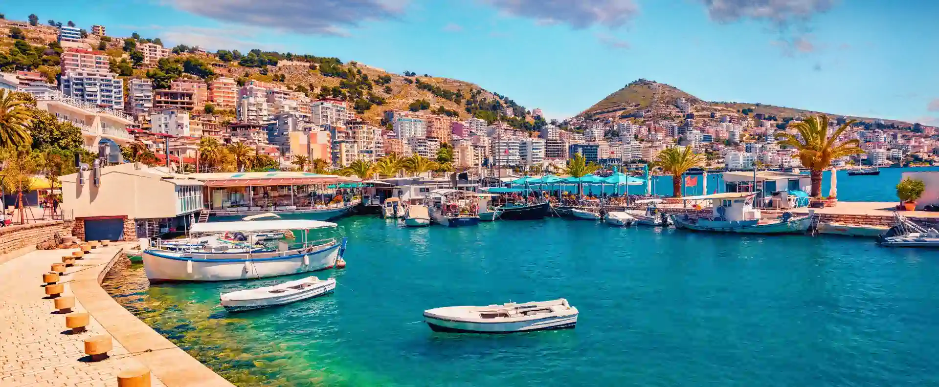 Sarandë harbour in Albania, entry port for Greece–Albania milebuilder sailing