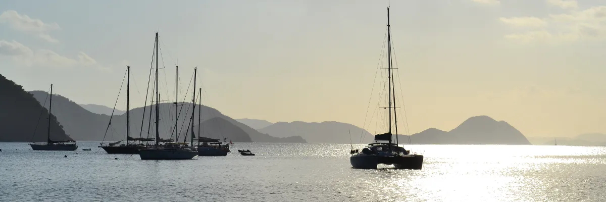 Yachts at anchor in the BVI