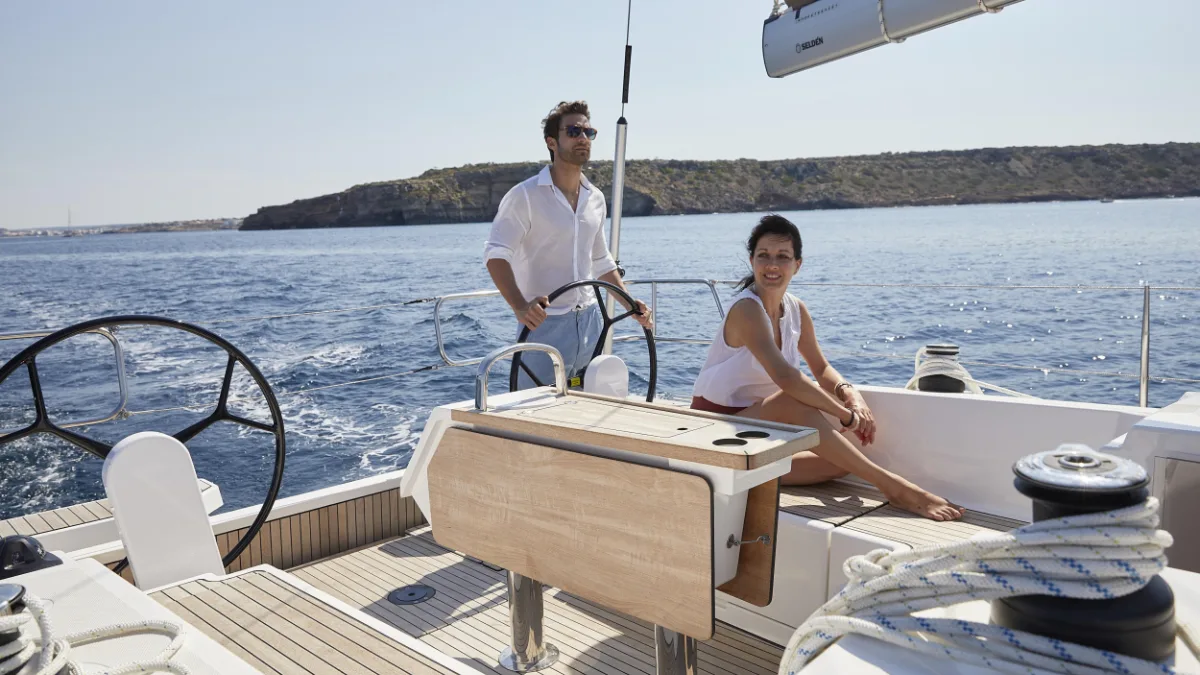 At the helm of a Bavaria C38