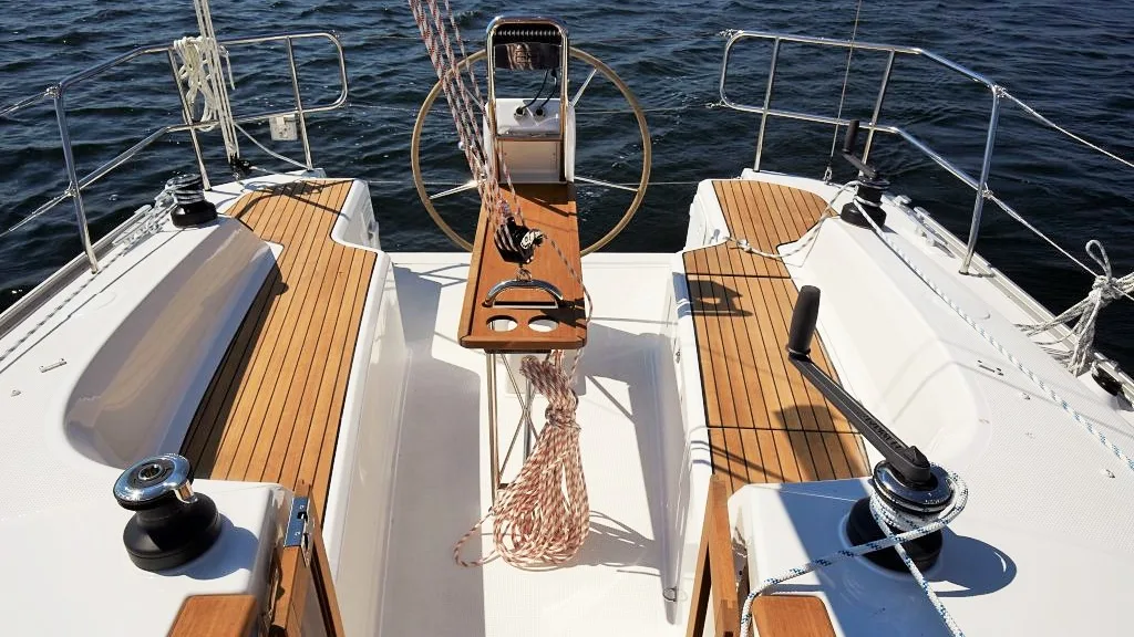 The cockpit of a Bavaria Easy 9.7 under sail