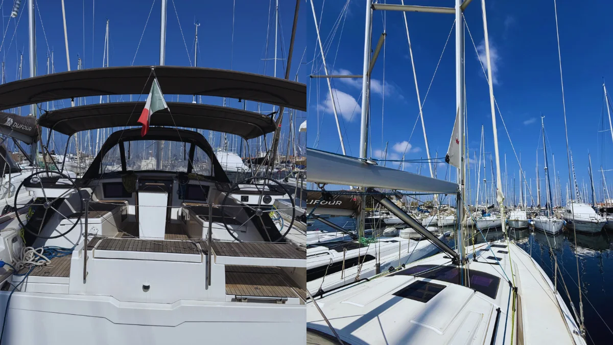The cockpit of a Dufour 41