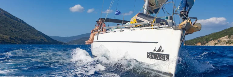 Students on a Seafarer training yacht sailing in the Ionian