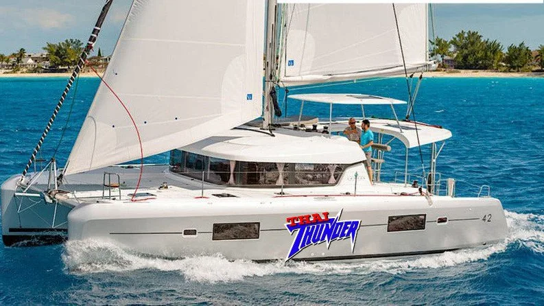 Thai Thunder, a Lagoon 42 catamaran, under sail