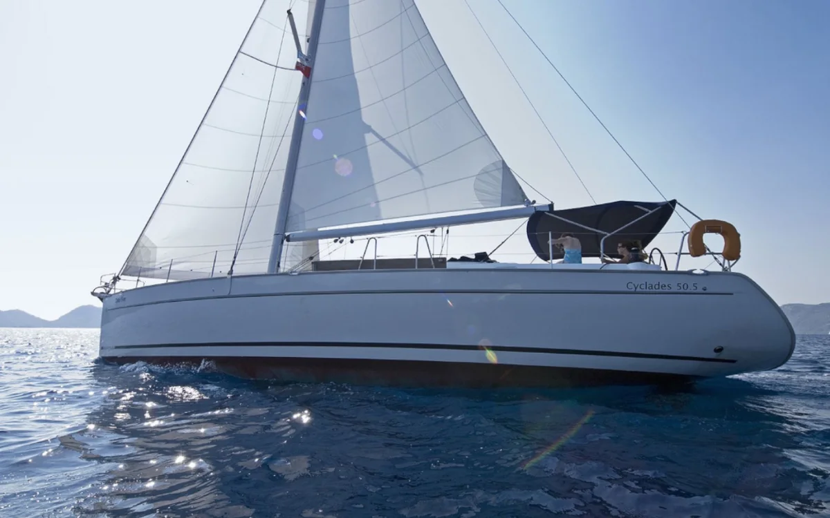 The Cyclades 50.5 under sail on the Seafarer Fethiye flotilla
