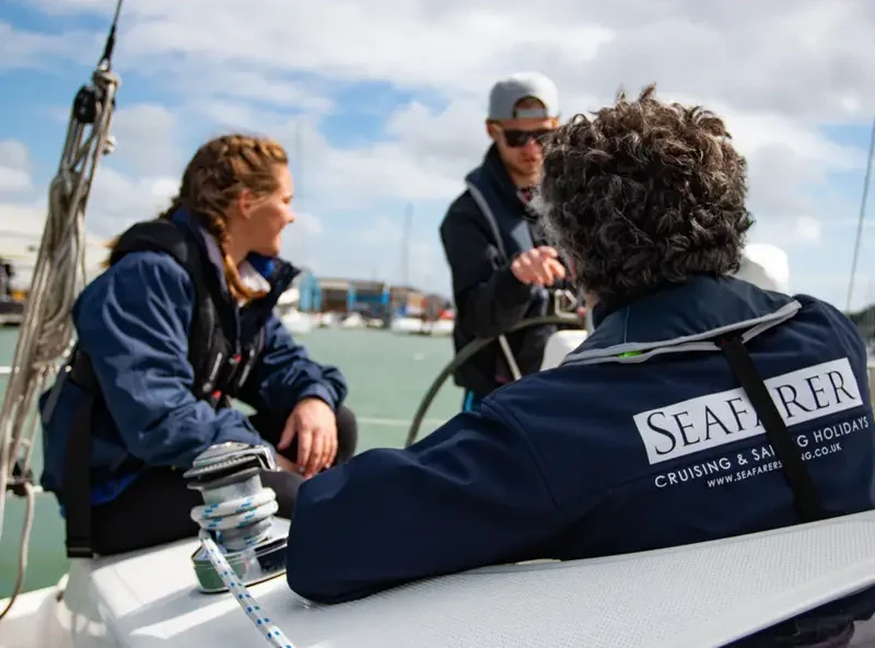 A Seafarer training yacht on an RYA Day Skipper practical course